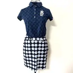 美品✨and per seアンパスィ ゴルフ スカート ネイビー 円形模様 S