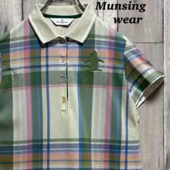 マンシングウェア　Munsing wear チェック柄　ポロシャツ　半袖　L