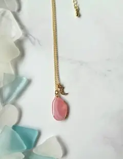 No.38 桜貝＆月　ネックレス♡2枚合わせ貝　ハンドメイド　匿名配送