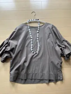 OPST購入　ロングネックレス　白×ブラウン
