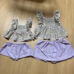 フラワープリント セパレート水着 80センチ　130センチ　姉妹　お揃い