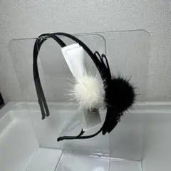 【トッカ】ホワイト&ブラック　リボンファーカチューシャ✨
