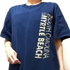 ギルダン サウスカロライナマートルビーチ 古着 Tシャツ ネイビー紺色 XL
