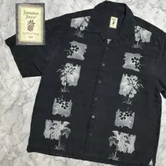 90s 00s ジャマイカジャックス シルク 開襟　アロハシャツ ブラック L
