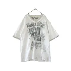 レイヤード風 半袖 コットン Tシャツ グラフィック メンズ プルオーバー 英字