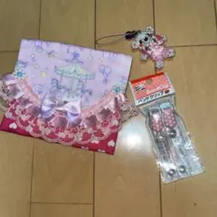 移動ポケット　ピンクレース　キーホルダー付き