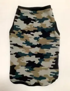 ★フリース カモフラ迷彩タンク グレー コーギーM ハンドメイド 中型犬服★