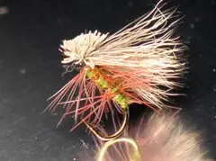 完成品フライ エルクヘアカディスオリーブ ElkHairCaddis 8本#14