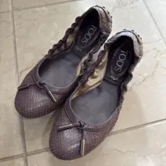 TOD'S 紫 レザー スリッポン