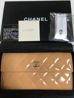 CHANEL シャネル 長財布 サーモン ピンク エナメル パテント