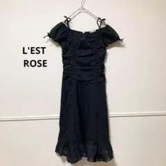 ◆ L'EST ROSEレストローズ ロングワンピース 半袖 リボン 無地 黒