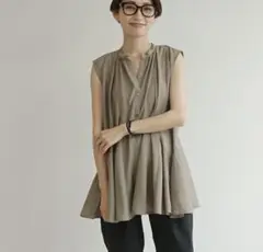 FASHFREN フレンチ袖フレアブラウス ファッュフレン
