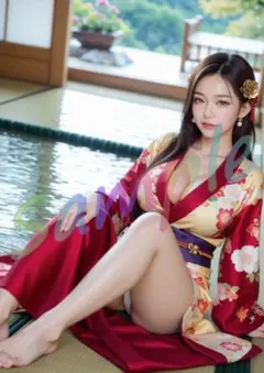 NY045【1点物】A4 ポスター AI リアル 写真 グラビア 着物 彼女