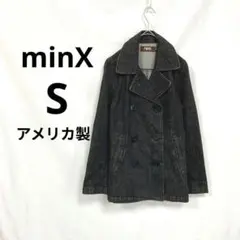 【ミンクス】 デニムジャケット　S　黒　アメリカ製　錨マークボタン⚓️
