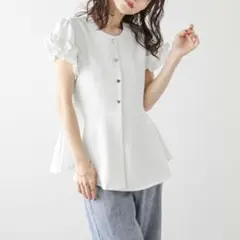 新品 La-gemme フリルスリーブ ハートボタン トップス