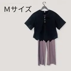 【未使用】セットアップ 黒 Vネック　パンツセット
