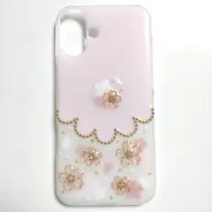iPhone16Plus ケース 薄桜×乳白色