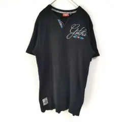 〈ガッチャ〉ワッフルＴシャツ　黒　メンズ　XL