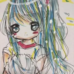 新作。手描きイラスト。小色紙。体操着の女の子