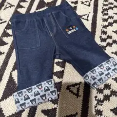 ミキハウス　DOUBLE.B クマ刺繍 デニム風パンツ