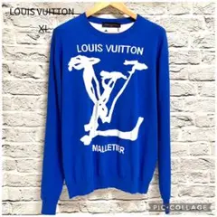 【稀少XL/未使用】LV ニット スクリブルインターシャクルーネック