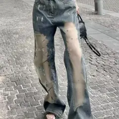 ダメージ加工オーバーサイズストレートデニム