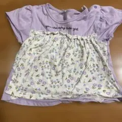 半袖Tシャツ サイズ80 ラベンダー色 花柄Tシャツ