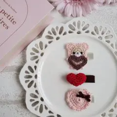 ୨୧ヘアクリップセットV-2୨୧ベビー&キッズ⑅﻿Valentine⑅﻿くま⑅﻿