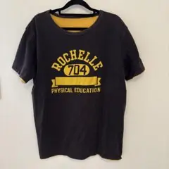 Champion リバーシブル Tシャツ ネイビー イエロー アーチロゴ