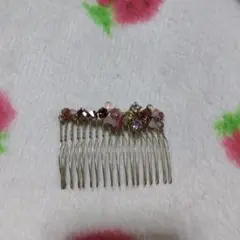 コンプレックスビズピンク系花モチーフ ヘアコーム 約10cm
