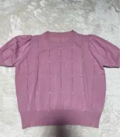 パールパフスリーブニットトップ