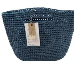 新品⭐️ハンドバッグ カゴバッグ ハンドメイド マチあり 夏用 ブルー