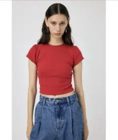美品　MOUSSY マウジー レースアップTシャツ　クロップドT レッド　夏服