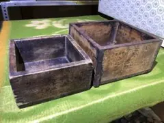 【骨董品】大正〜昭和初期の枡 ます 大小二個セット アンティーク