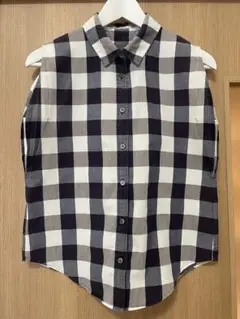 ELFORBR ノースリーブ チェック柄 シャツ