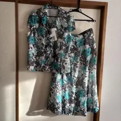 【SALE新品タグ付】涼やか花柄セットアップ　大きいサイズ