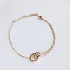 ステンレス 18KGP ダブルリング ブレスレット ピンクゴールド