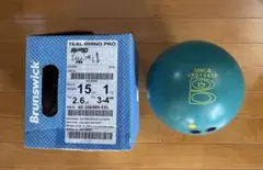 【15p】ライノプロティール Brunswick Teal RHINO PRO Bowling Ball 15 lb 9 oz Used
