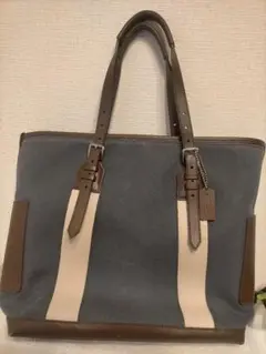 中古美品!COACH メンズトートバッグ デニム生地&本革持ち手 送料込みです!