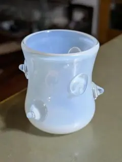 吹きガラス　岩田久利　酒器　乳白色