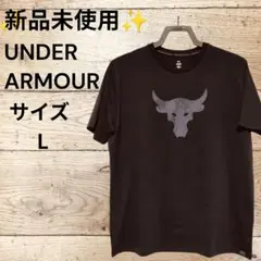 ✨新品未使用✨UNDER ARMOUR ビッグロゴ入り ブラックTシャツ《Ｌ》