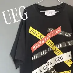 UEG ウーサーエジェッタ オーバーサイズ　Tシャツ ブラック テーププリント