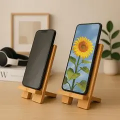 スマホスタンド 木製 充電可能 折りたたみ式 卓上 iPhone 対応 軽量