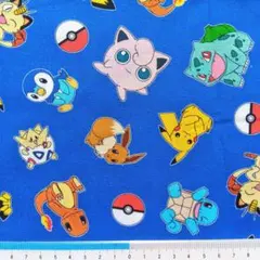 ポケモンキャラクター　ピカチュウ　モンスターボール　ＵＳＡコットン生地送料込新品