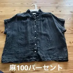 a.comfort リネン半袖シャツ 濃紺　麻