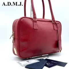 未使用に近い✨ADMJ ハンドバッグ セミショルダー レザー しぼ革 レッド