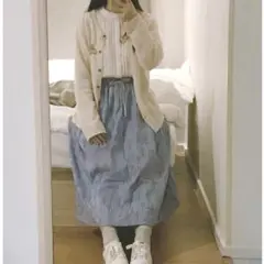 柄を見て♡Samansa Mos2 サマンサモスモス　雪柄ロングスカート　Ｆ