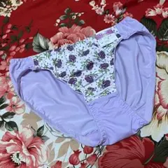 ★薔薇柄ショーツ★ローズパンツ下着★パープル★M★