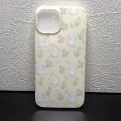 アイフォンケース,iPhone14,イエロー,黄色,うさぎ,花柄