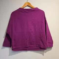 SHIPS パープル コットン七分袖トップス